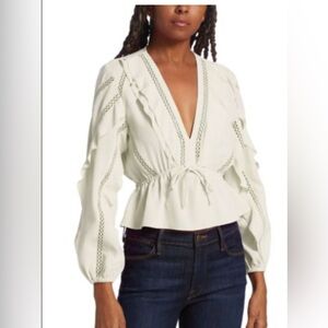 NWOT Derek Lam 10 Crosby  Freiya  womens Top Sz 2 White Long Sleeve $396